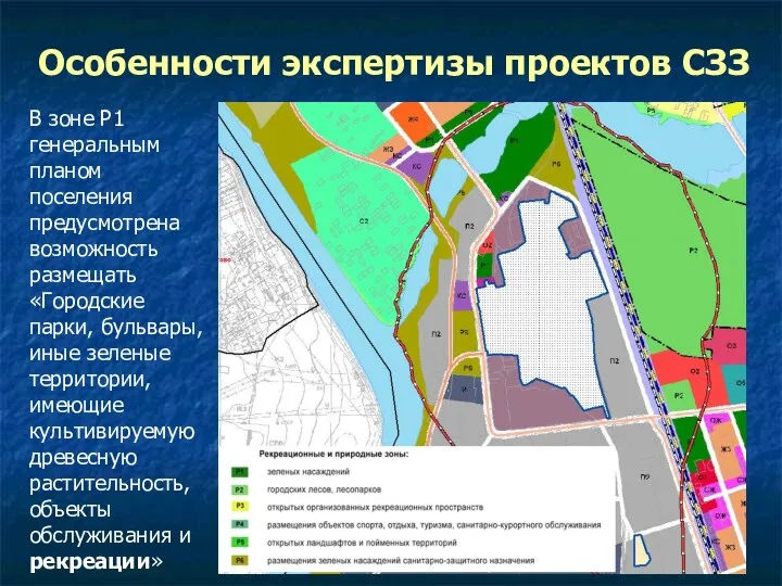 Особенности экспертизы проектов СЗЗ В зоне Р1 генеральным планом поселения