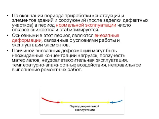 По окончании периода приработки конструкций и элементов зданий и сооружений