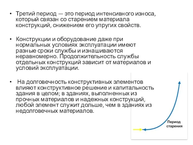 Третий период — это период интенсивного износа, который связан со