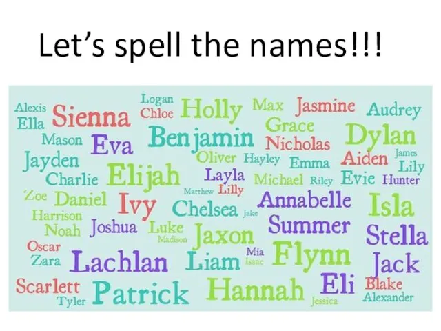 Let’s spell the names!!!