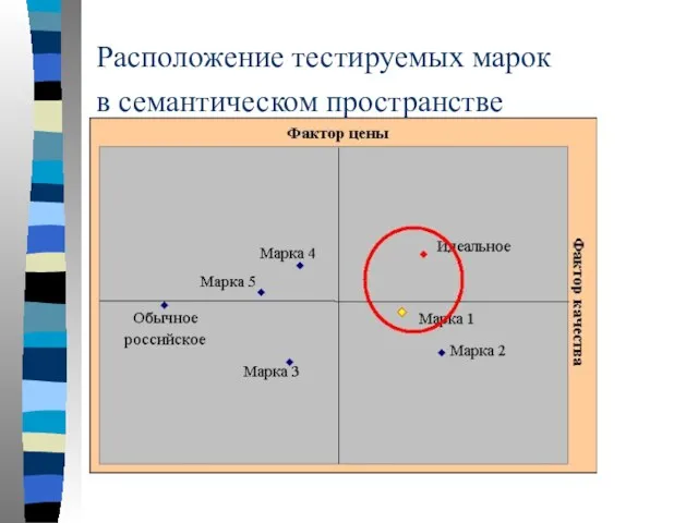 Расположение тестируемых марок в семантическом пространстве