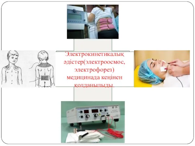 Электрокинетикалық әдістер(электроосмос,электрофорез) медицинада кеңінен қолданылыды.