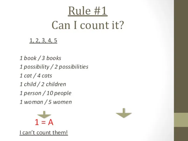 Rule #1 Can I count it? 1, 2, 3, 4,