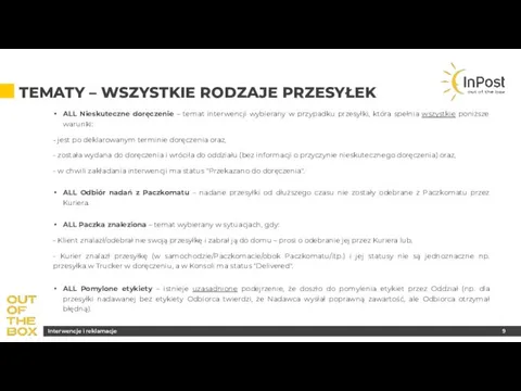 TEMATY – WSZYSTKIE RODZAJE PRZESYŁEK ALL Nieskuteczne doręczenie – temat