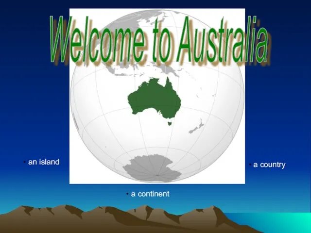 Welcome to Australia an island a continent a country