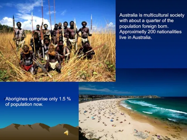 Aborigines comprise only 1.5 % of population now. Australia is
