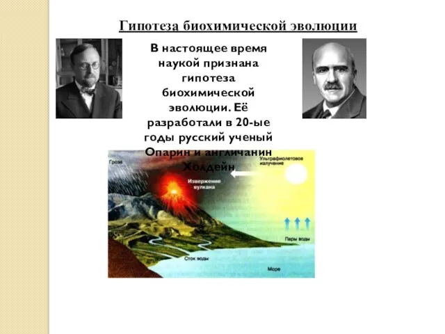 Гипотеза биохимической эволюции В настоящее время наукой признана гипотеза биохимической