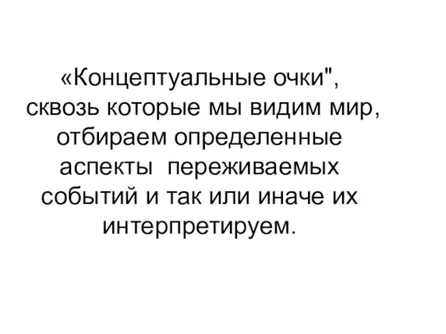 «Концептуальные очки", сквозь которые мы видим мир, отбираем определенные аспекты