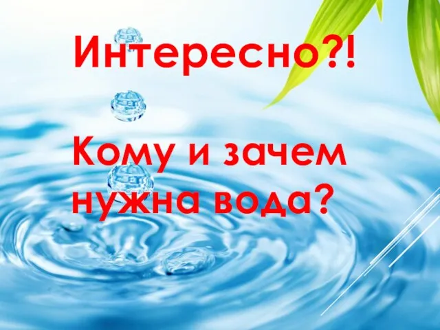 Интересно?! Кому и зачем нужна вода?