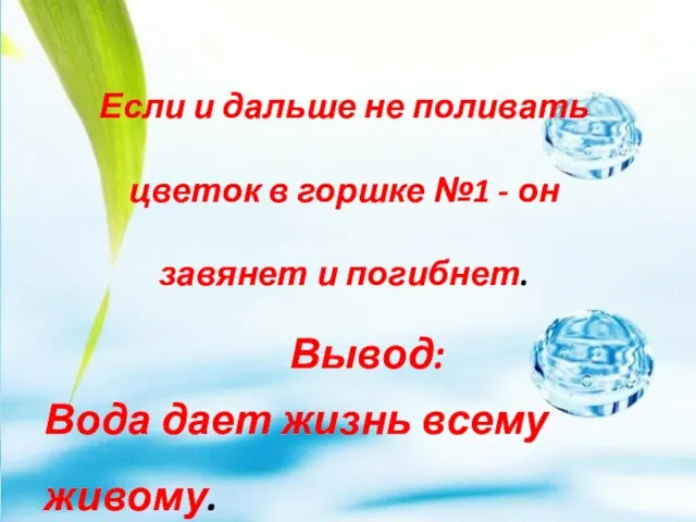 Если и дальше не поливать цветок в горшке №1 - он завянет и