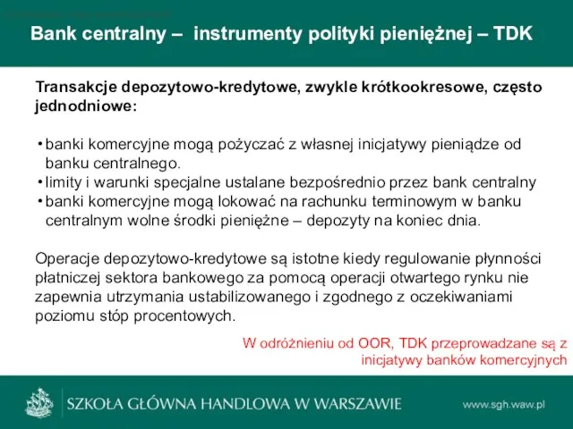 Bank centralny – instrumenty polityki pieniężnej – TDK Podstawowe stopy