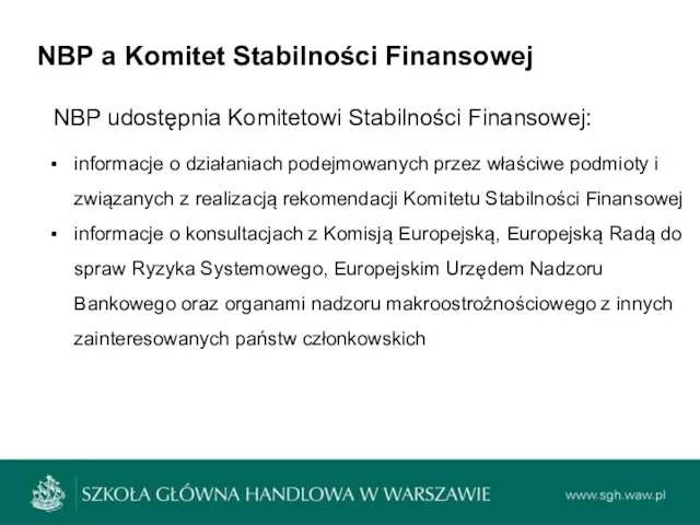 NBP a Komitet Stabilności Finansowej informacje o działaniach podejmowanych przez