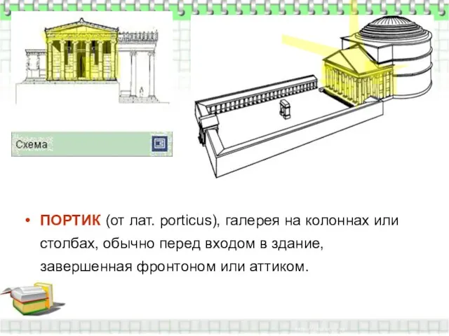 ПОРТИК (от лат. porticus), галерея на колоннах или столбах, обычно