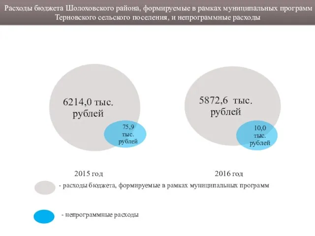 Расходы бюджета Шолоховского района, формируемые в рамках муниципальных программ Терновского