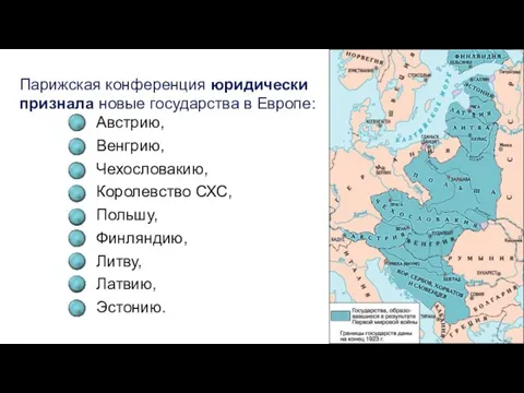 Парижская конференция юридически признала новые государства в Европе: Австрию, Венгрию,