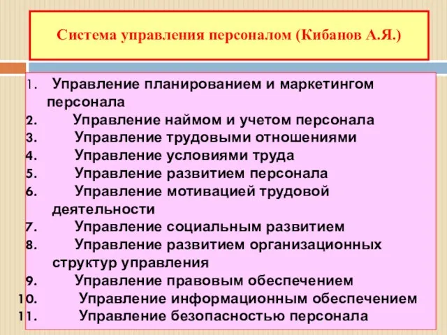 Система управления персоналом (Кибанов А.Я.) Управление планированием и маркетингом персонала