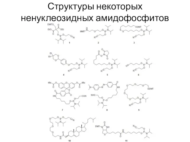 Структуры некоторых ненуклеозидных амидофосфитов