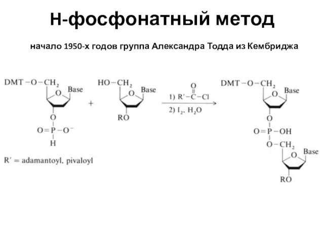 H-фосфонатный метод начало 1950-х годов группа Александра Тодда из Кембриджа