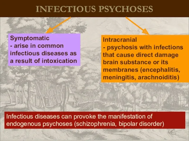 INFECTIOUS PSYCHOSES Symptomatic - arise in common infectious diseases as