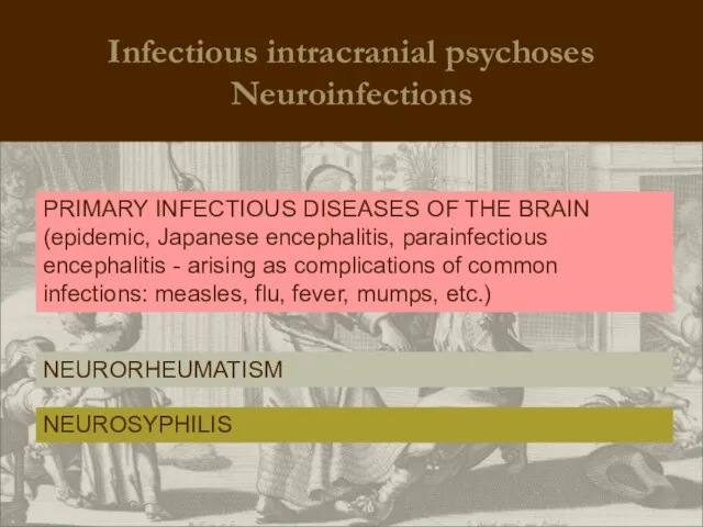 Infectious intracranial psychoses Neuroinfections PRIMARY INFECTIOUS DISEASES OF THE BRAIN