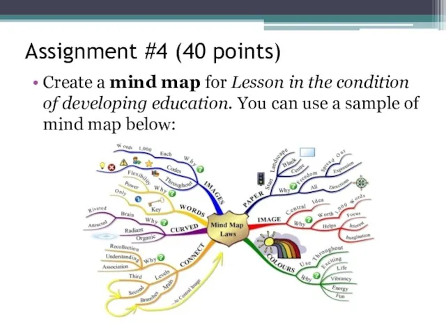 Assignment #4 (40 points) Create a mind map for Lesson