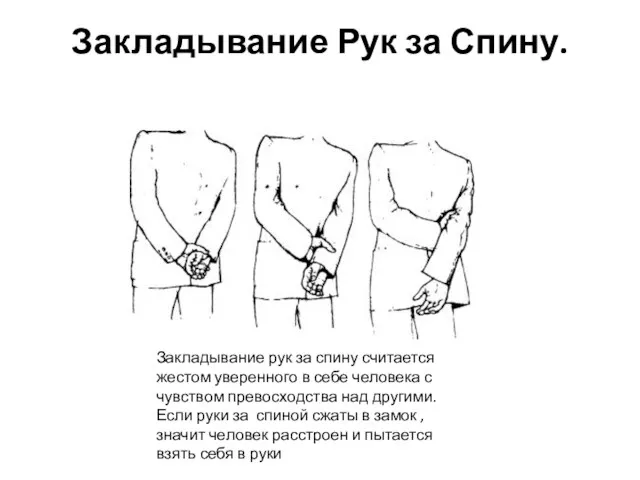 Закладывание Рук за Спину. Закладывание рук за спину считается жестом