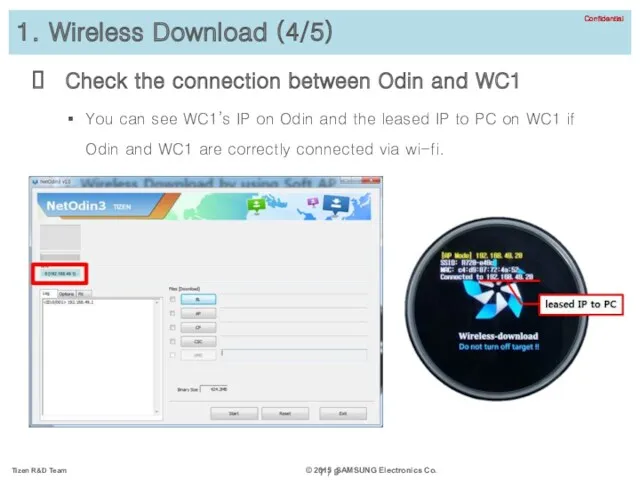 1. Wireless Download (4/5) Check the connection between Odin and