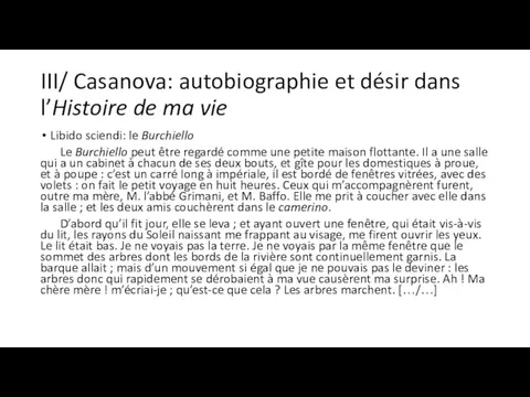 III/ Casanova: autobiographie et désir dans l’Histoire de ma vie
