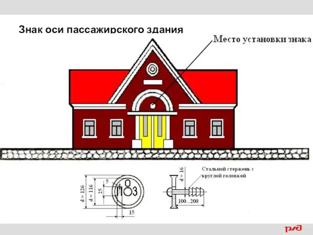 Знак оси пассажирского здания