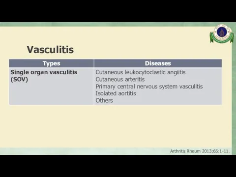 Vasculitis Arthritis Rheum 2013;65:1-11.