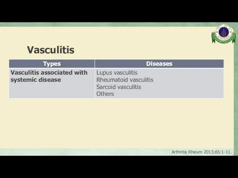 Vasculitis Arthritis Rheum 2013;65:1-11.