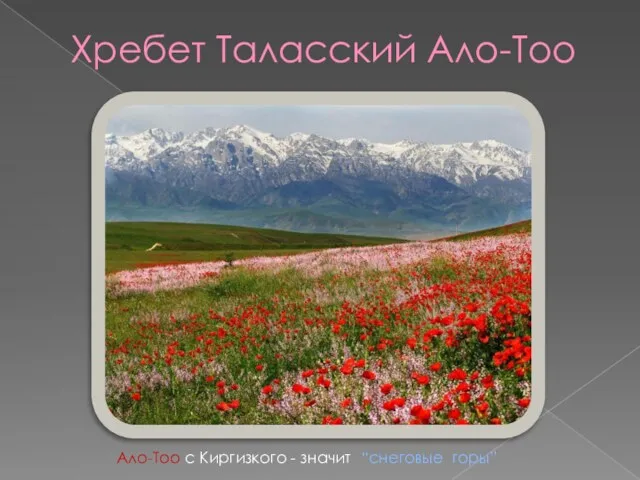 Хребет Таласский Ало-Тоо Ало-Тоо с Киргизкого - значит “снеговые горы”