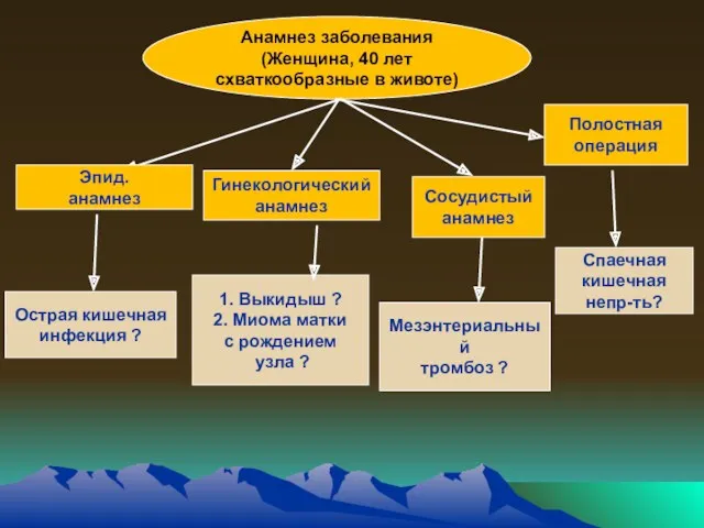 Анамнез заболевания (Женщина, 40 лет схваткообразные в животе) Эпид. анамнез