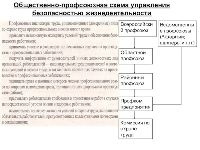 Общественно-профсоюзная схема управления безопасностью жизнедеятельности