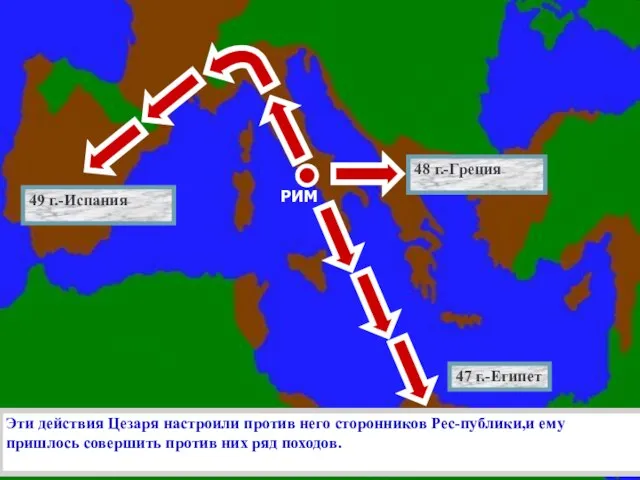 РИМ Эти действия Цезаря настроили против него сторонников Рес-публики,и ему