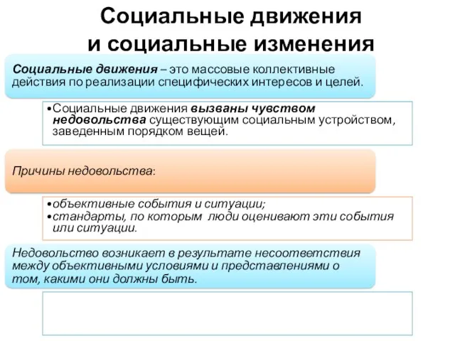 Социальные движения и социальные изменения Социальные движения – это массовые