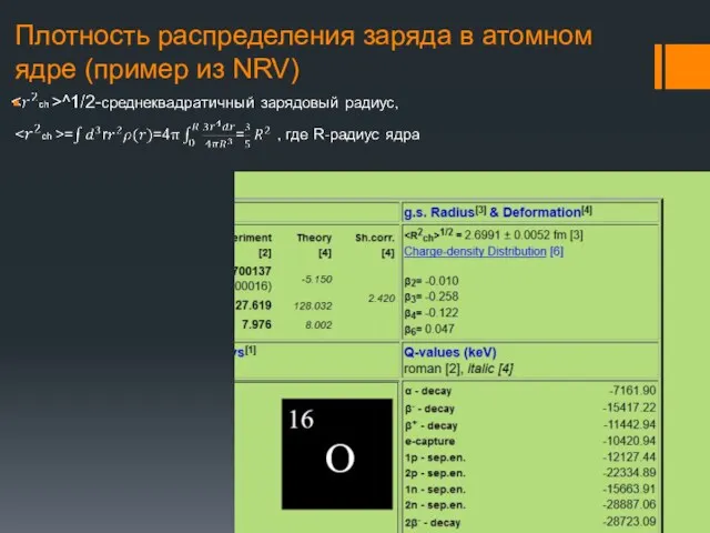 Плотность распределения заряда в атомном ядре (пример из NRV)