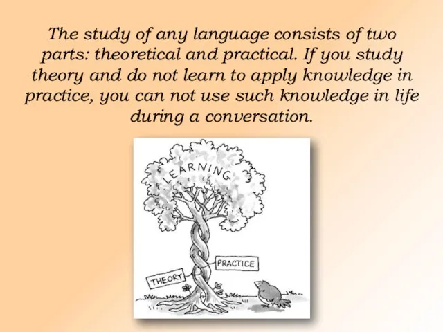 The study of any language consists of two parts: theoretical