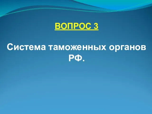 ВОПРОС 3 Система таможенных органов РФ.