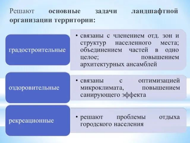 Решают основные задачи ландшафтной организации территории: