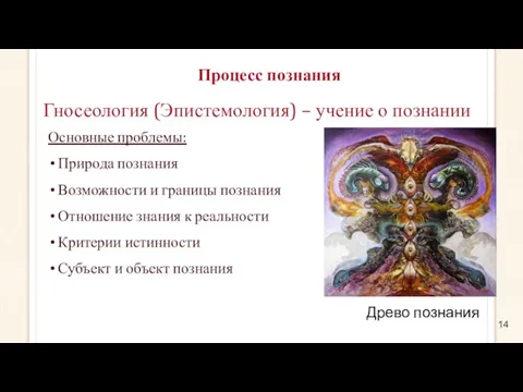 Гносеология (Эпистемология) – учение о познании Основные проблемы: Природа познания