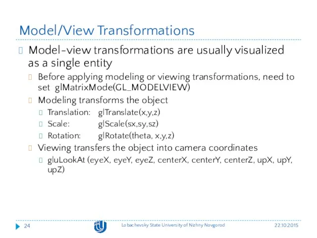 Model/View Transformations Model-view transformations are usually visualized as a single