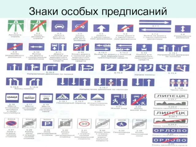 Знаки особых предписаний