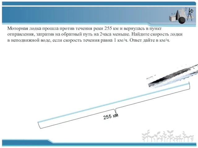 Моторная лодка прошла против течения реки 255 км и вернулась