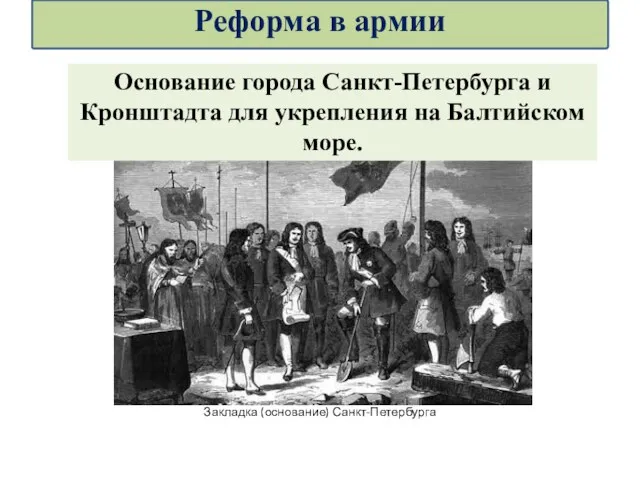 Закладка (основание) Санкт-Петербурга Основание города Санкт-Петербурга и Кронштадта для укрепления