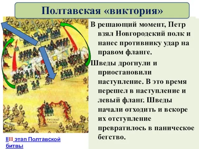 Петр I решил, что противнику нанесен достаточный урон, и отвел