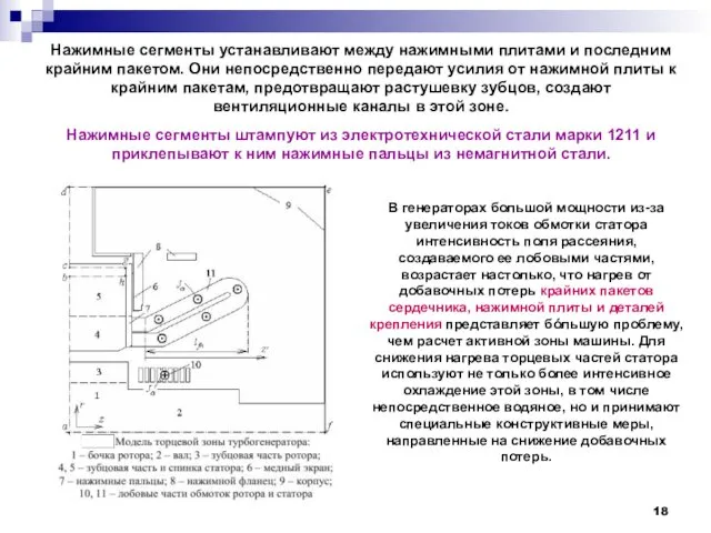 Нажимные сегменты устанавливают между нажимными плитами и последним крайним пакетом.