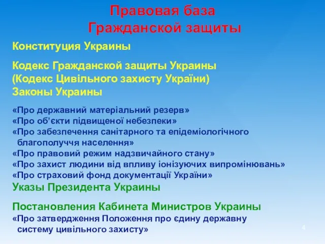 Конституция Украины Кодекс Гражданской защиты Украины (Кодекс Цивільного захисту України)
