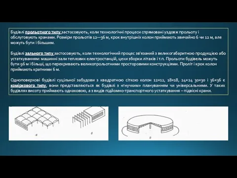 Будівлі прольотного типу застосовують, коли технологічні процеси спрямовані уздовж прольоту