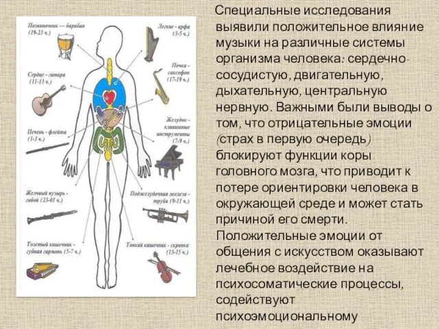 Специальные исследования выявили положительное влияние музыки на различные системы организма